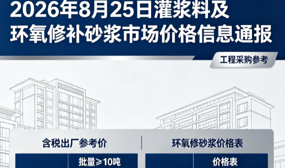 宋洛乡2026年8月25日灌浆料及环氧修补砂浆市场价格信息通报
